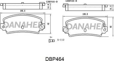 Danaher DBP464 - Гальмівні колодки, дискові гальма autocars.com.ua