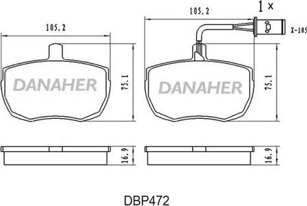 Danaher DBP472 - Гальмівні колодки, дискові гальма autocars.com.ua