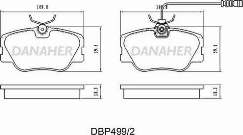 Danaher DBP499/2 - Гальмівні колодки, дискові гальма autocars.com.ua