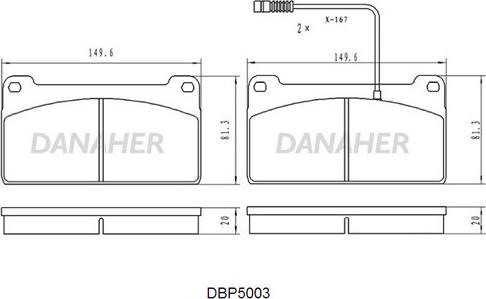 Danaher DBP5003 - Гальмівні колодки, дискові гальма autocars.com.ua
