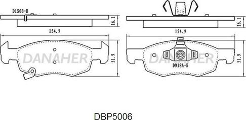 Danaher DBP5006 - Гальмівні колодки, дискові гальма autocars.com.ua