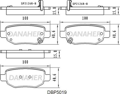 Danaher DBP5019 - Гальмівні колодки, дискові гальма autocars.com.ua