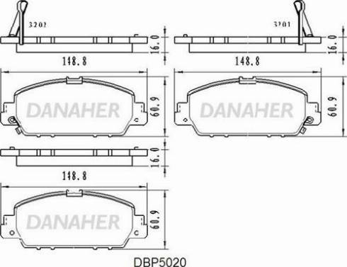 Danaher DBP5020 - Гальмівні колодки, дискові гальма autocars.com.ua