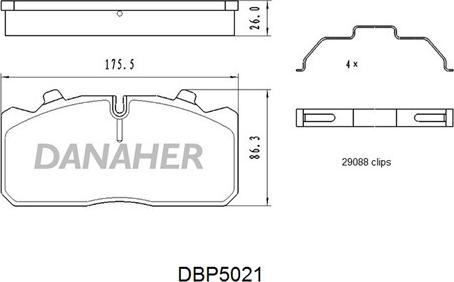 Danaher DBP5021 - Гальмівні колодки, дискові гальма autocars.com.ua