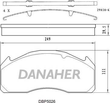Danaher DBP5026 - Тормозные колодки, дисковые, комплект autodnr.net