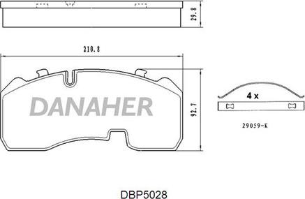 Danaher DBP5028 - Тормозные колодки, дисковые, комплект autodnr.net
