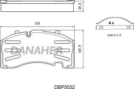 Danaher DBP5032 - Гальмівні колодки, дискові гальма autocars.com.ua