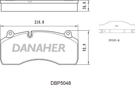 Danaher DBP5048 - Гальмівні колодки, дискові гальма autocars.com.ua