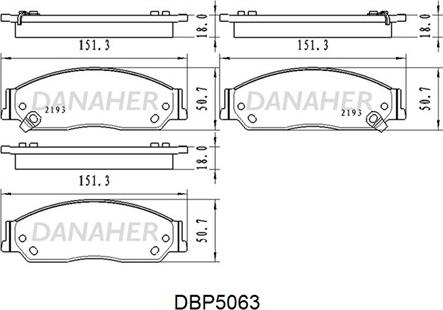 Danaher DBP5063 - Гальмівні колодки, дискові гальма autocars.com.ua