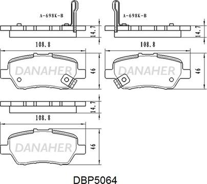 Danaher DBP5064 - Гальмівні колодки, дискові гальма autocars.com.ua