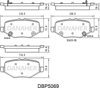Danaher DBP5069 - Тормозные колодки, дисковые, комплект autodnr.net