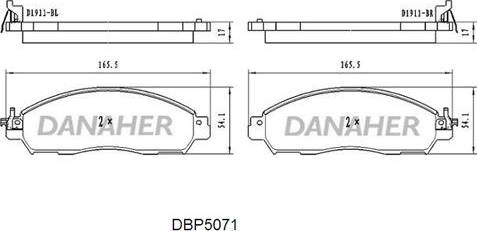 Danaher DBP5071 - Гальмівні колодки, дискові гальма autocars.com.ua