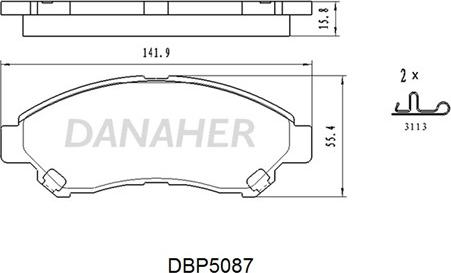 Danaher DBP5087 - Гальмівні колодки, дискові гальма autocars.com.ua