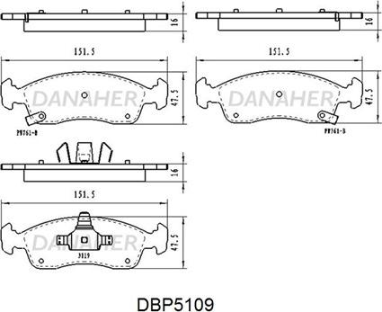 Danaher DBP5109 - Гальмівні колодки, дискові гальма autocars.com.ua