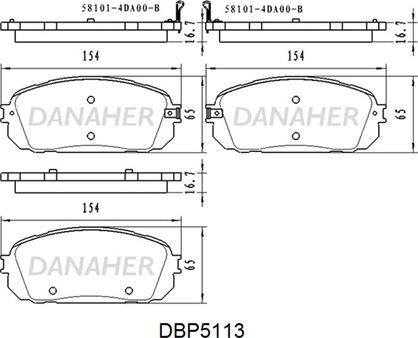 Danaher DBP5113 - Гальмівні колодки, дискові гальма autocars.com.ua