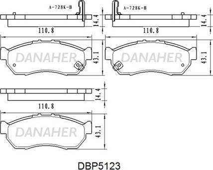 Danaher DBP5123 - Гальмівні колодки, дискові гальма autocars.com.ua