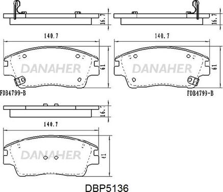 Danaher DBP5136 - Гальмівні колодки, дискові гальма autocars.com.ua