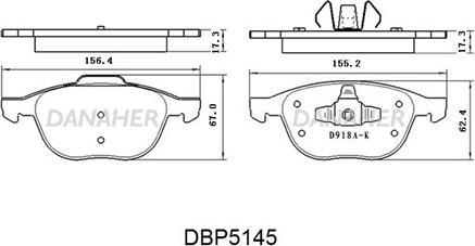 Danaher DBP5145 - Гальмівні колодки, дискові гальма autocars.com.ua