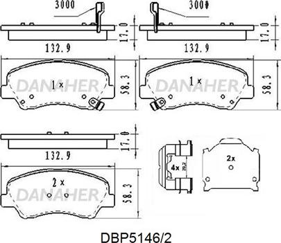 Danaher DBP5146/2 - Гальмівні колодки, дискові гальма autocars.com.ua