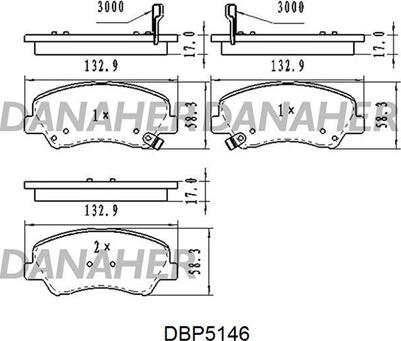 Danaher DBP5146 - Гальмівні колодки, дискові гальма autocars.com.ua