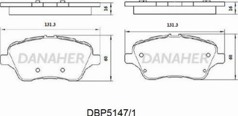 Danaher DBP5147/1 - Гальмівні колодки, дискові гальма autocars.com.ua