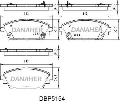 Danaher DBP5154 - Гальмівні колодки, дискові гальма autocars.com.ua