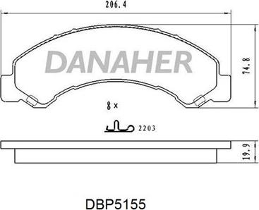 Danaher DBP5155 - Гальмівні колодки, дискові гальма autocars.com.ua