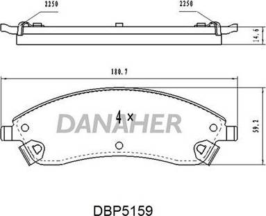 Danaher DBP5159 - Гальмівні колодки, дискові гальма autocars.com.ua