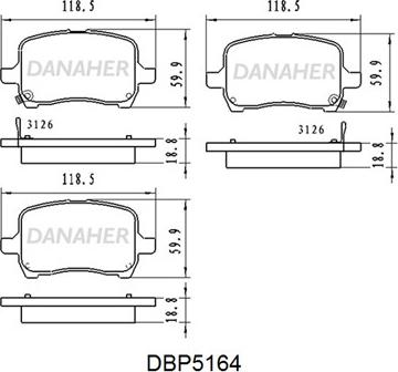 Danaher DBP5164 - Гальмівні колодки, дискові гальма autocars.com.ua