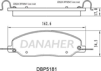 Danaher DBP5181 - Тормозные колодки, дисковые, комплект autodnr.net