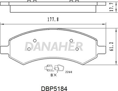 Danaher DBP5184 - Гальмівні колодки, дискові гальма autocars.com.ua