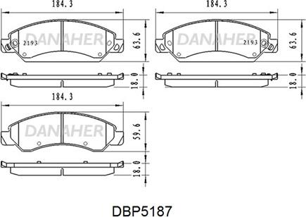 Danaher DBP5187 - Гальмівні колодки, дискові гальма autocars.com.ua