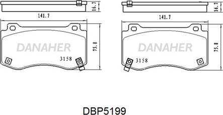 Danaher DBP5199 - Гальмівні колодки, дискові гальма autocars.com.ua