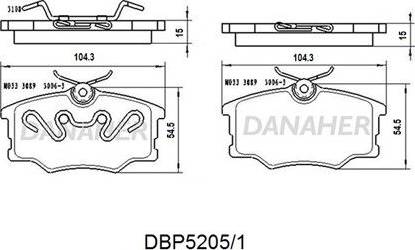 Danaher DBP5205/1 - Гальмівні колодки, дискові гальма autocars.com.ua