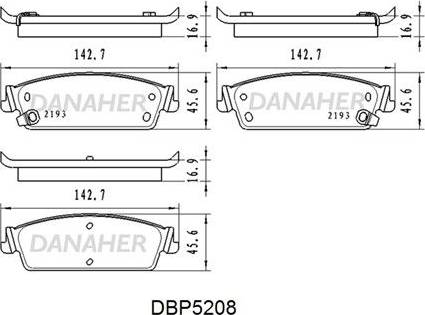 Danaher DBP5208 - Гальмівні колодки, дискові гальма autocars.com.ua