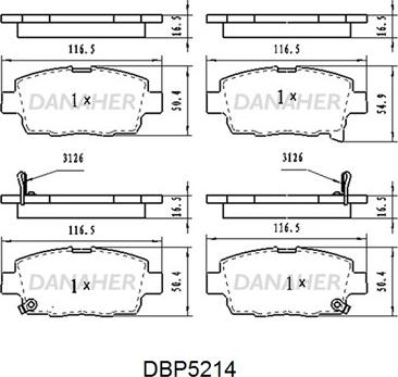 Danaher DBP5214 - Гальмівні колодки, дискові гальма autocars.com.ua