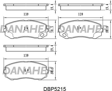 Danaher DBP5215 - Гальмівні колодки, дискові гальма autocars.com.ua