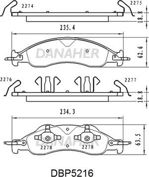 Danaher DBP5216 - Тормозные колодки, дисковые, комплект autodnr.net