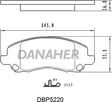 Danaher DBP5220 - Тормозные колодки, дисковые, комплект autodnr.net