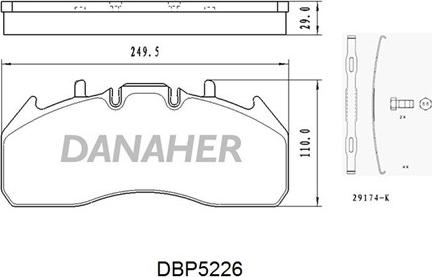 Danaher DBP5226 - Гальмівні колодки, дискові гальма autocars.com.ua