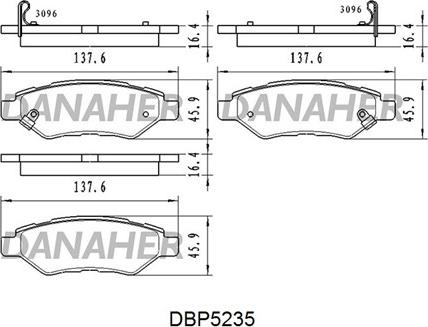 Danaher DBP5235 - Гальмівні колодки, дискові гальма autocars.com.ua