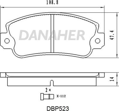 Danaher DBP523 - Гальмівні колодки, дискові гальма autocars.com.ua