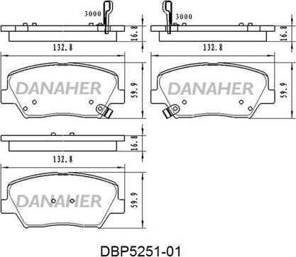 Danaher DBP5251-01 - Гальмівні колодки, дискові гальма autocars.com.ua