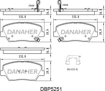 Danaher DBP5251 - Гальмівні колодки, дискові гальма autocars.com.ua