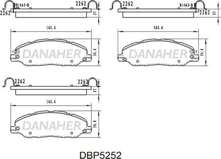 Danaher DBP5252 - Гальмівні колодки, дискові гальма autocars.com.ua