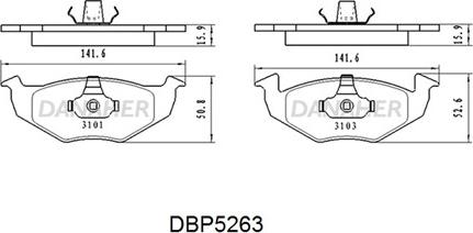 Danaher DBP5263 - Гальмівні колодки, дискові гальма autocars.com.ua