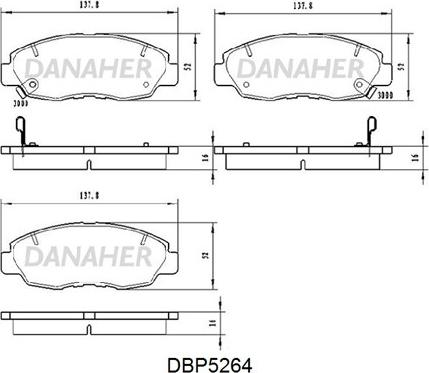 Danaher DBP5264 - Гальмівні колодки, дискові гальма autocars.com.ua