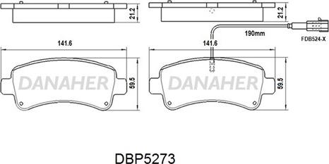 Danaher DBP5273 - Тормозные колодки, дисковые, комплект autodnr.net