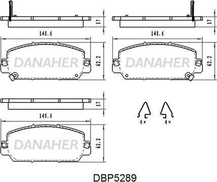 Danaher DBP5289 - Гальмівні колодки, дискові гальма autocars.com.ua
