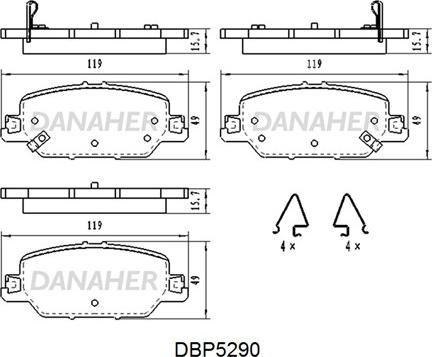 Danaher DBP5290 - Гальмівні колодки, дискові гальма autocars.com.ua